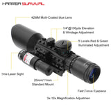 3-10x42 Rifle Scope with Red / Green Laser